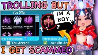 TROLLING As a GIRL But I Almost GOT SCAMMED in Trading Hub  Royale High ROBLOX