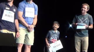 Akash Vukoti entertaining at the University of Texas at Tyler  Pine Cove Camping Spelling Bee-2017