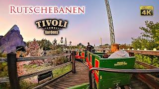 Rutschebanen Roller Coaster at Night On Ride 4K POV Tivoli Gardens Copenhagen Denmark 2023 08 05