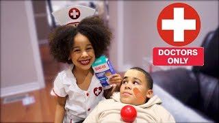 Halloween Doctor Girl Saves Big Brother Kids Pretend Play