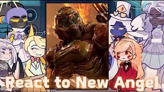 Hazbin Hotel Angels react to doom slayer  Lucifer  Charlie  Gacha life 2 