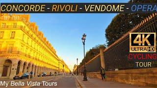 4K CYCLING TOUR - GOLDEN HOUR - CONCORDE - RIVOLI  - VENDOME  - OPERA - #PARIS -  4k Ultra HD 60fps