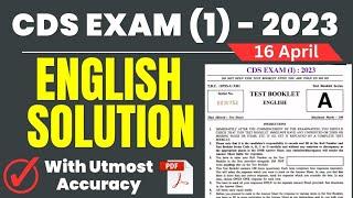 CDS 1 2023 ENGLISH ANALYSIS  Answer Key with Complete Solution