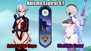 Spiral Abyss 4.7 - Abismo Espiral  Clorinde C0 Taser & Arlecchino C1 Vape  Genshin Impact