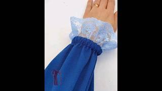 خياطة كُم بدانتيل واستيك - sewing sleeves with lace and rubber #خياطة #فصالات #sewing #viral #shorts