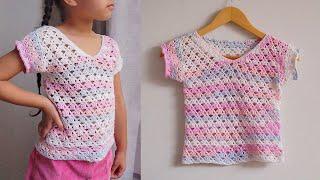 Le Tejí esta BLUSA A MI HIJA y le GUSTO MUCHO  Patrón de Crochet muy hermoso