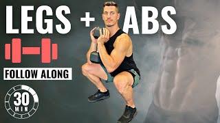 30 Min DUMBBELL LEG AND ABS WORKOUT  Strong Lower Body and Core