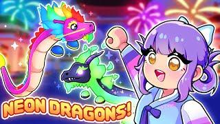 THE NEW DRAGONS ARE AMAZING  NEON Rainbow Dragon & NEON Midnight Dragon in Adopt Me