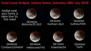 Total Lunar Eclipse Animation. Australia. 28th July 2018