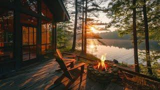 Relaxing Lakeside Ambience ASMR with Campfire for Relaxing Sleep and Meditation