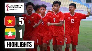 Highlights Vietnam U16 vs Myanmar U16  ASEAN U16 BOYS CHAMPIONSHIP INDONESIA 2024