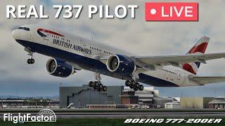 Real 737 Pilot LIVE  FlightFactor Boeing 777-200ER V2  London Gatwick – Berlin