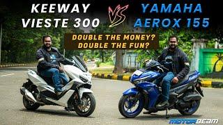 Keeway Vieste 300 vs Yamaha Aerox 155 - Double Money = Double Fun?  MotorBeam