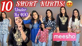 SHORT KURTIS FROM MEESHO Under Rs 400  Try On Haul  Meesho Kurti Haul  Rajveerpunni