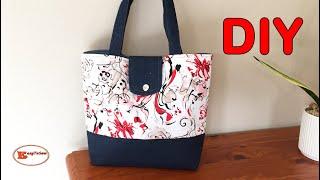 DIY How to make tote bag with divider pattern  Adding divider to tote bag  DIY Divided tote bag