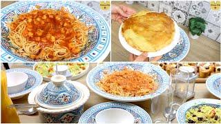 طاولة رمضانية لليوم 23 طاجين ملسوقة مقونة بالكروفات سلاطة بلانكيط شربة سلاطة روز
