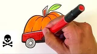 pumpkin wheel barrel how to draw beginners art