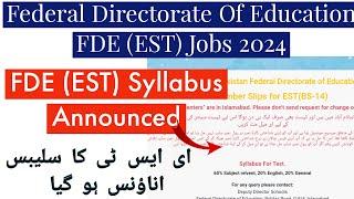 FDE EST Official Syllabus Announced 2024 - Federal Directorate Of Education Announced EST Syllabus