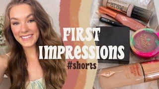 FIRST IMPRESSIONS #SHORTS  trying out drugstore & high end makeup products - faux freckle FAIL