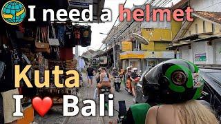  4K walk Indonesia Bali  Kuta Walking Street Shopping eating drinking and massage paradise