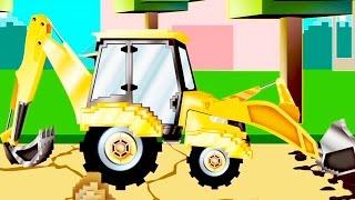 Ekskavatör Pipo ve onun çekici aracı  Çocuklar için Minecraft gibi çizgi film
