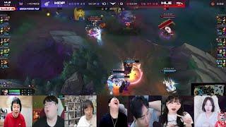 HLE vs. KDF 바이퍼 이즈리얼 미친 스킬샷 스트리머 반응 모음  2024 LCK 서머 스플릿