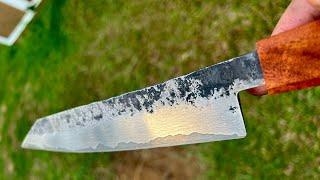 Knife making Forging a Japanese style San Mai Kiritsuke in 9 minutes