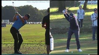 Matt Wallace Golf Swing - mid-iron DTL & FO views Sky Sports British Masters October 2018.