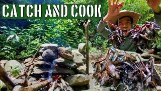 Lockdown camping in the jungle {Ep-03} Catching frog at night Catch and CookJungle infinity
