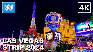 4K Las Vegas Strip at Night 2024 FULL Walking Tour Vlog & Travel Guide - Treadmill Workout