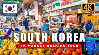 South Korea Walking Tour - Jeju Island Citrus & Seafood Market Walkthrough  4K HDR 60fps