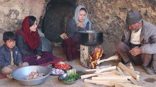 life in a Cave home  Village life of Afghanistan Cooking traditional food
