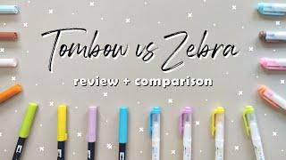 Tombow Dual Brush Pens vs Zebra Midlliner Brush Pens  Review + Comparison