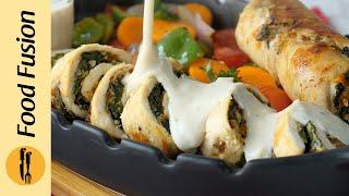 Chicken Roulade with Cheese Sauce Recipe By Food Fusion