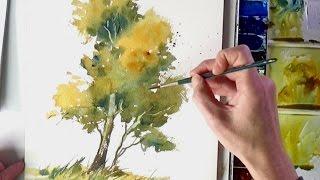 Einen Baum aquarellieren English Subtitles