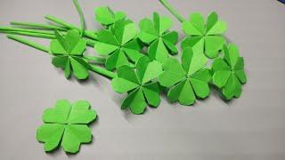 LUCKY FOUR-LEAF CLOVER ORIGAMI  EASY PAPER LEAVES FOLDING INSTRUCTIONS
