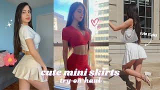 Mini skirt try on haul  cute styles 