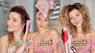 MY NIGHT TIME CURLY HAIR WASH ROUTINE styling sleep & refresh tips