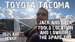 2024 Toyota Tacoma Jack and tools location and lowering spare tire