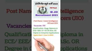 IB JIO Recruitment 2023 797 Post Notification OUT for Grade-2 Tech Check Details