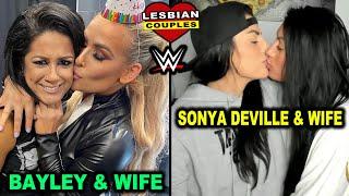 Lesbian WWE Couples Kissing - Bayley & Wife Sonya Deville & Wife