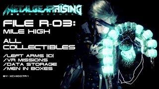 Metal Gear Rising Revengeance - File R-03 Mile High - All Collectibles Video Guide Left Arms Data Storage VR Missions MIB