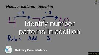 Identify number patterns in addition Math Lecture  Sabaq.pk