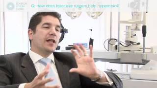 How does laser eye surgery help hyperopia?