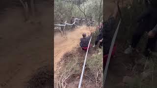 High-Speed MTB Race Fail Off-Track Airborne Crash #shorts #MTBCrash #CyclingFail #ExtremeMTB