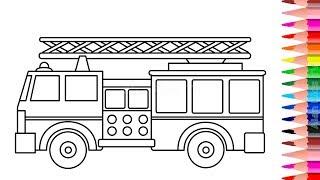 Belajar Menggambar dan Mewarnai Mobil Pemadam Kebakaran Drawing and Coloring Fire Trucks for Kid