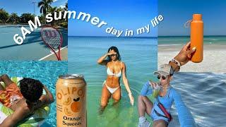 VLOG summer day in my life️ morning beach dip pool day activewear try-on tennis & burger night
