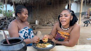 Cooking Taro\ Kontomire leaves Stew  HEALTHIEST African Village FOOD in Ghana
