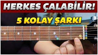 Gitara SIFIRDAN BAŞLAYANLAR için 5 KOLAY ŞARKI Tab Gitar Dersi 1