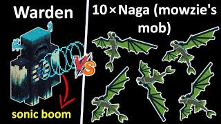 Warden vs 10 Naga Mowzies mob - Minecraft Warden vs Green Dragon